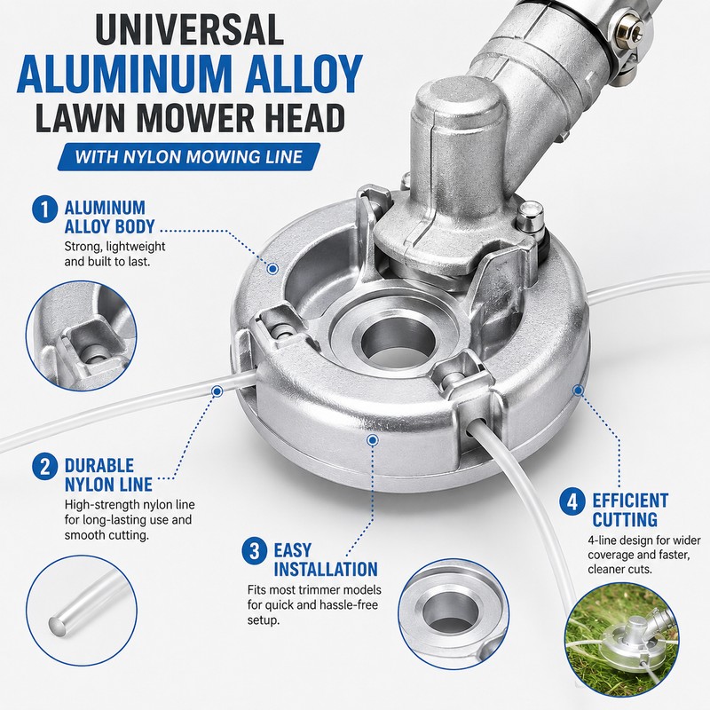 Aluminum Alloy Trimmer Head for Lawn Care – Easy-Load Mowing