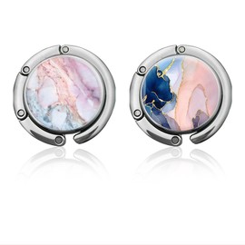 Yeomju Handbag Holder for Table Set of 2 Foldable Marble Design Non-Slip Bag Holder in Black and White for Office and Restaurant, multicoloured