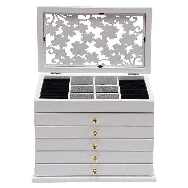 Large Jewelry Box, 6-Tier Jewelry Organizer, Store Different Sizes of