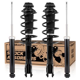 KUIPERAUTO Front + Rear Complete Struts Coil Spring Assembly 272288 272289 343442 Compatible with 2006 2007 2008 2009 2010 2011 2012 Toyota Yaris Replacement Shock Absorbers
