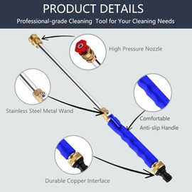 2024 Upgraded Jet Nozzle High Pressure Hose Nozzle for Garden Hose, Jetnozzle High Pressure Washer Tools With 3 Different Nozzles and Quick Connectors for Car Pet Patio Window Washing