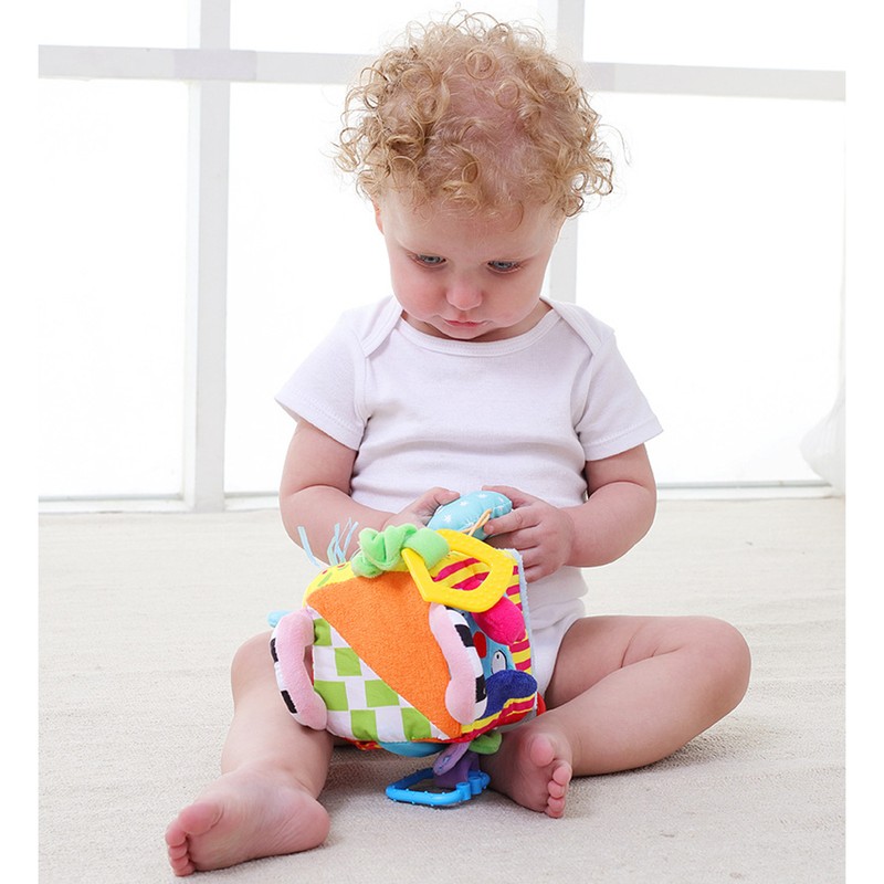 Baby Kids Toys Cartoon Cube Rattle Teether Toys Cubes for