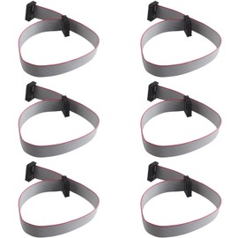 ZDE Pack of 6 2.54 mm Pitch 2 Line 16 Pin Female to Female IDC Ribbon Cable Jumper Cable 30 cm Long