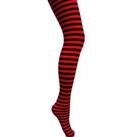 MYSASI Children's Striped Tights Size. 11-14 years. Red and Black.