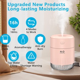 SZO Mini-Luftbefeuchter mit LED-Licht, Hellrosa