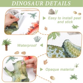 Watercolor Dinosaur Wall Stickers, Large Peel & Stick Dino Wall Decal Tropical Forest Dinosaur Clings for Baby Boy Girl Kids Nursery Bedroom Living Room Playroom Classroom Home Decor