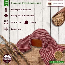 Franzis Nähstube I Spelt Pillow I Neck Pillow I Checked Red I 100% Cotton I Grain Pillow I for Tension or Shoulder and Neck Pain I