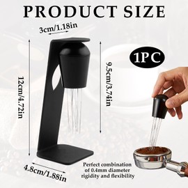 MxyVrix Magnetic Coffee Stirrer WDT Tool, Espresso Distribution Tool with 12 Pins 0.4 mm, Metal Shackle for Barista Espresso Accessories (Black)