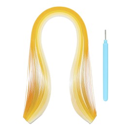 MECCANIXITY Paper Quilling Kit, 15.4 Inch 5mm Paper Quilling Strips with Blue Pen for Beginners DIY Hand Crafts Teaching Tools Flower Decoration(Light Yellow, Pack of 100)