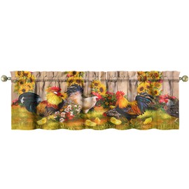 aiwkjdns 1 Piece Chicken Kitchen Curtains and Valances Set for Windows Rooster Kitchen Window Curtains Over Sink Decor 18x54 in