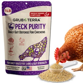 PeckPurity Natural Chicken Herbal Supplement Dewormer – Daily Gut Support with Diatomaceous Earth & Yucca Extract – for Hens, Chicks & Wild Birds – Plant-Based Digestive Health Blend – USA (1 LB)
