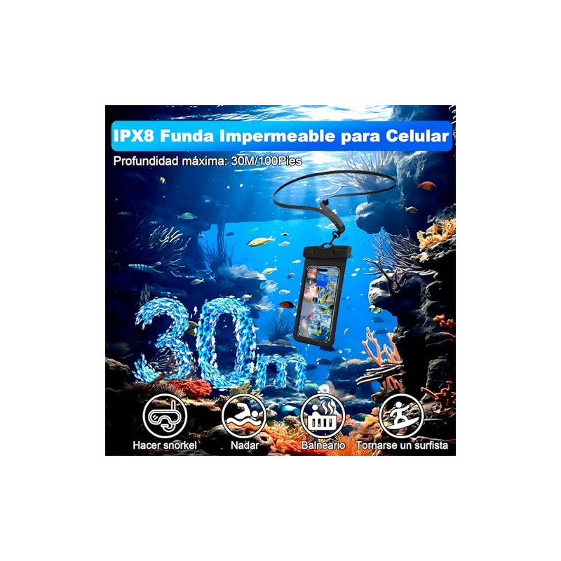 Lostrain Funda Impermeable Móvil Celular 2Pzs,IPX8 Protector de Celular para