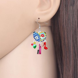 TIZURO - arete de acrílico para secador de pelo, herramientas de maquillaje, joyería divertida para mujeres, amantes de la mamá, disfraces y regalos de fiesta, Mediano, Acrílico, No es una piedra