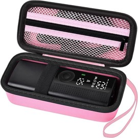 Case Compatible with Portable Air Pump, 120 PSI Air Compressor, Car Tire Inflator Storage Bag for USB Cable, Air House, Connector and Accessories (Box Only) (Pink) - Color: Black+red Zipper