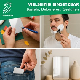 Falkenhorn Handspiegel – doppelseitiger, ultraflacher Acryl-Spiegel in rechteckiger Form, ideal für Basteln, Kinder, DIY, Geldbörse, Kosmetik und unterwegs – 10,0 × 15,0 cm (rechteckig), 2 Stück