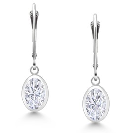 Gem Stone King Drop Dangle Leverback Earrings For Women | 925 Sterling Silver | Oval 8X6MM | Gemstone Birthstone | Fine Jewelry Gifts for Her Mom Women Wife