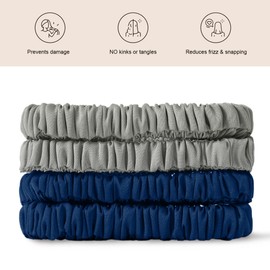 Kafteri Mulberry Silk Scrunchies for Women 4 PACK, Silk Hair Ties Non Slip, Black Small Thin Silk Scrunchies, Silk Hair Scrunchies No Damage,Soft Silk Scrunchies for Hair Sleep (2gray 2blue)