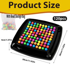 Intellectual Chessboard - Dual Duel, Intellectual Chess Board, Rainbow Ball Elimination Game, Rainbow Bead Matching Game Interactive Tabletop Strategy Puzzle Games for Kids & Adults (120PCS)