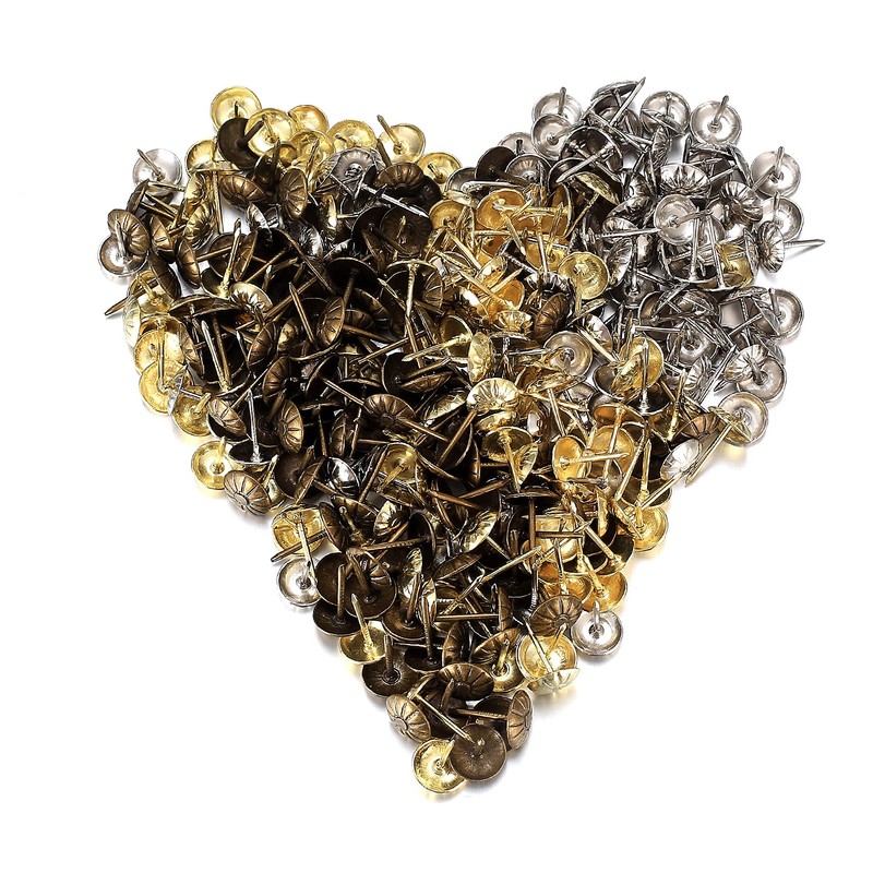 Pack of 450 Upholstery Nails, Furniture Decorative Push Pins, Push