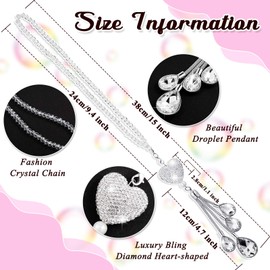 Frienda Bling Heart Diamond Car Accessories for Women, Crystal Car Rear View Mirror Charms Car Decoration Valentine's Day Gifts Lucky Hanging Interior Ornament Pendant(White, 9.8 Inch)