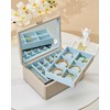 Vee jewelry box with Lid,2-Layer Jewelry Organizer with big Mirror,