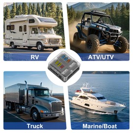 UCkasayfy 6-Way Car Fuse Holder 12 V Fuse Box Blade Fuse ATC/ATO 16 Fuses Fuse Holder with LED Display for Car, Boat, Camper, Caravan