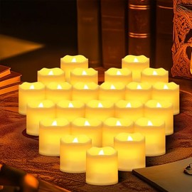 Velas LED Sin Llama, 24 Pcs con Ambiente Romántico, Sustituibles, Imitación de Llama, Decorativas para Mesa, Boda, Halloween, Navideñas