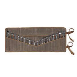 Denifiter Wrench Roll Up Pouch, Heavy Duty Waxed Canvas Tool Bag Tool Organizer Bag With 20+4 Pockets (Brown)