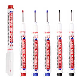 NEUROVEX Deep Hole Marker Pens, 6 Pack Deep Reach Markers, Quick Dry Long Nib Marker Pens, Waterproof Ink, Deep Drill Holes for Carpenter Builder Construction