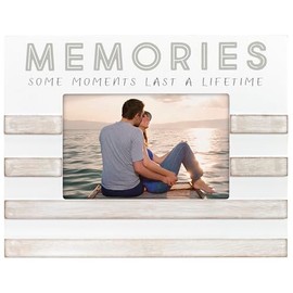 Malden International Designs 4x6 Memories Sentiment Picture Frame Memories Some Moments Last A Lifetime Raised Sunwashed Contrasting Stripes Gray Screenprinted Text