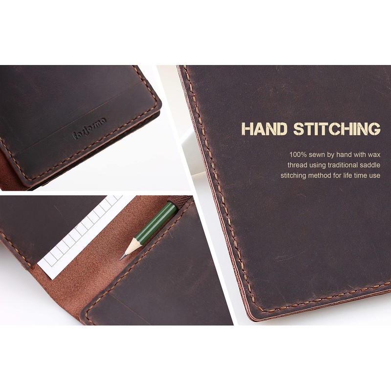 Fasjosma Leather Golf Scorecard Holder with Elastic Pencil Clip and