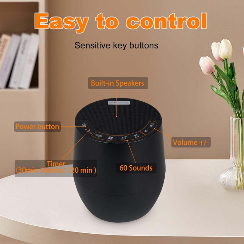 BIGMONAT White Noise Device with Remote Control, 60 Natural Soothing