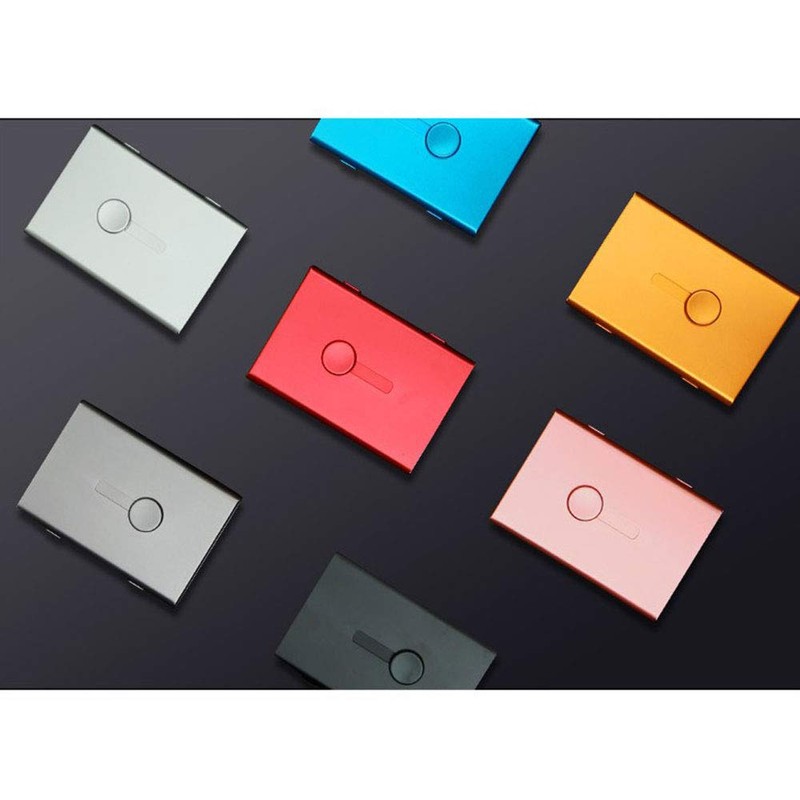 SEIWEI Metal Business Card Holder Case Thumb Slide Push Open