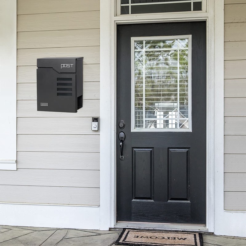 Parrency Metal Mailbox Wall Mount, Locking Mailbox with Key Lock,
