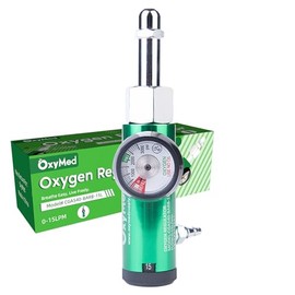 OXYMED O2 Mini Oxygen Regulator CGA-540 Barb Gauge Adjustable Flow Rate 0-15LPM for Oxygen Tank (CGA 540 Barb)
