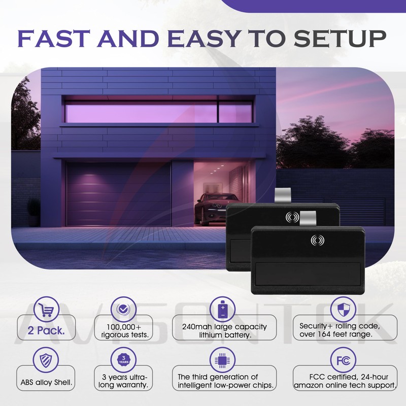 Chamberlain 953ESTD Universal Garage Door Opener Remote - Quantity 2【10-Year-Warranty】