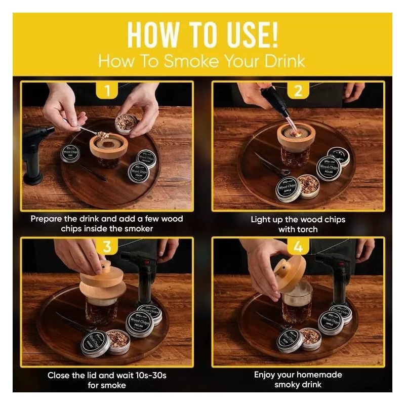 Generic Cocktail Smoker Kit with Torch and with 4 Wood