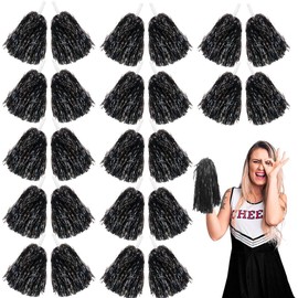 Lovecheer 24PCS Cheerleading Pom Poms Plastic Cheerleader Pink Pom Poms with Handle Cheering for Sports Spirited Dance Party Performance