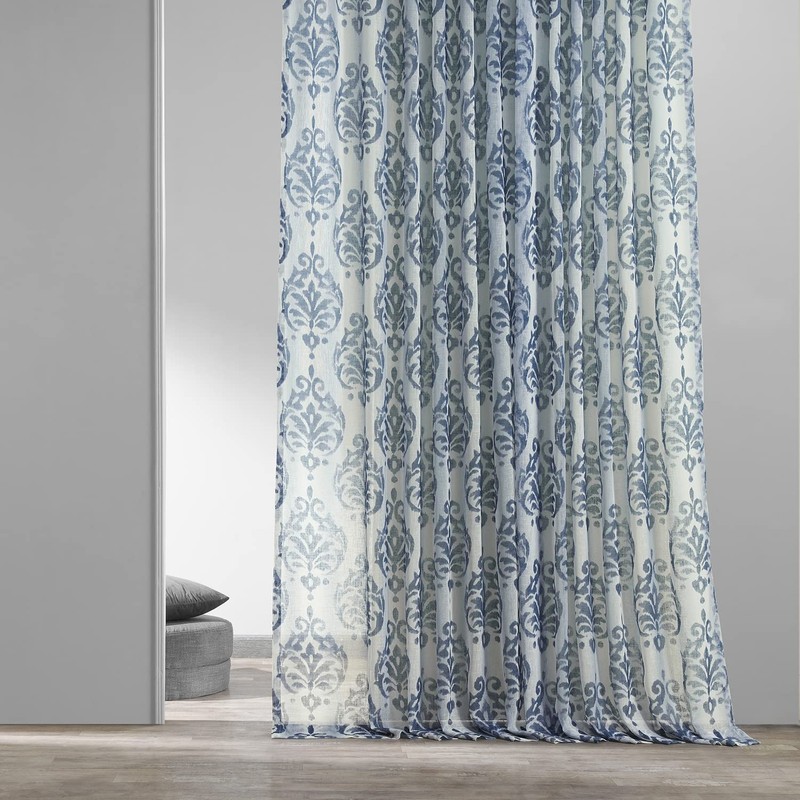 HPD Half Price Drapes SHCH-PS18042-84 Printed Faux Linen Sheer Curtain