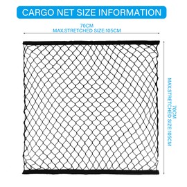 DOCAS 1 x Car Boot Luggage Net, Universally Adjustable Luggage Net 70 x 70 cm, Extends to 105 x 105 cm with 4 Hooks, Nylon Super Elastic Boot Net Organiser, Luggage Protection Net (Style 5)