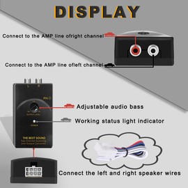 MKBKLLJY Car Speaker Cable to RCA Line Output 2 Channel High/Low Converter Stereo Adjustable Delay Function with Power Amplifier Control Cable