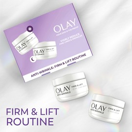 Olay Anti-Wrinkle Firm & Lift Giftset: SPF15 Day Face Cream 50ml + Night Cream Moisturiser 50ml, Anti-Ageing Skin Care