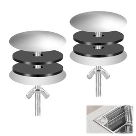 2Pcs Stainless Steel Kitchen Sink Tap Hole Cover，Matte Black Sink Tap Hole Cover for Sink and Bath Overflow Cover Leakage Prevention, for Home Kitchen and Bathroom Decoration