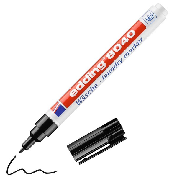 edding 8040 Laundry Marker, Textile Pen For The Permanent Marking of Textiles And Clothes, Washable And Boil-Proof, Black