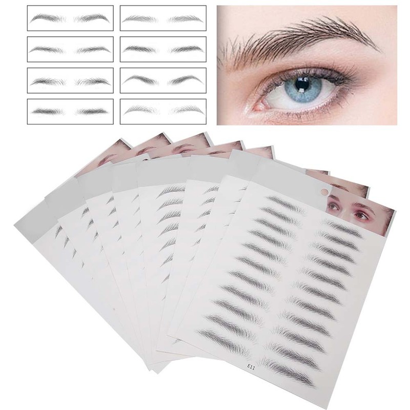 8pcs Tattoo Eyebrow Sticker Waterproof Breathable Long Lasting False Eyebrows