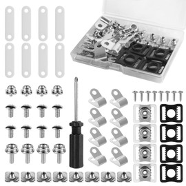 57pcs Hockey Helmet Repair Kit, Football Helmet Hardware Kit Hockey Helmet Replacement Accessories Parts Including R-Clips Rubber Gaskets Nuts Screws Screwdriver for Hockey Baseball Softball Football