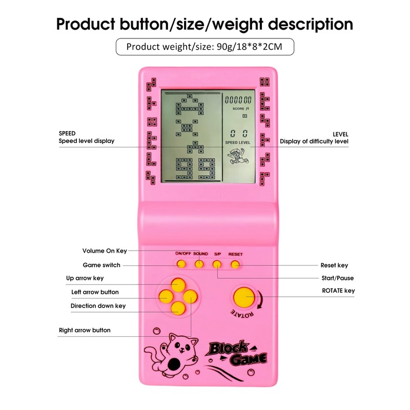 3.5-inch large screen brick game console building block game racing/tank