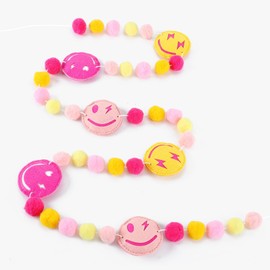 Fall Decor, Fall Decorations for Home, Felt Pumpkin Garland and Wood Bead for Fall Decorations Indoor, Fall Pumpkin Banner for Mantle Wall Decor (Preppy Smile Face)