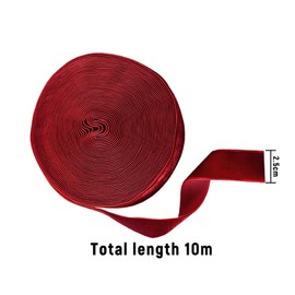 Gift Ribbon Velvet Ribbon 10 m x 2.5 cm Ribbon Gift Wrapping Ribbon Packaging Accessories for Gift, Bouquet, Christmas Decoration, Wedding (Red)