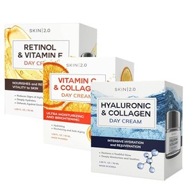 Paquete económico de 3 cremas de día: dermatológicamente probadas, iluminadoras, hidratantes, antienvejecimiento, belleza limpia, ingredientes naturales, cuidado de la piel coreano sin crueldad